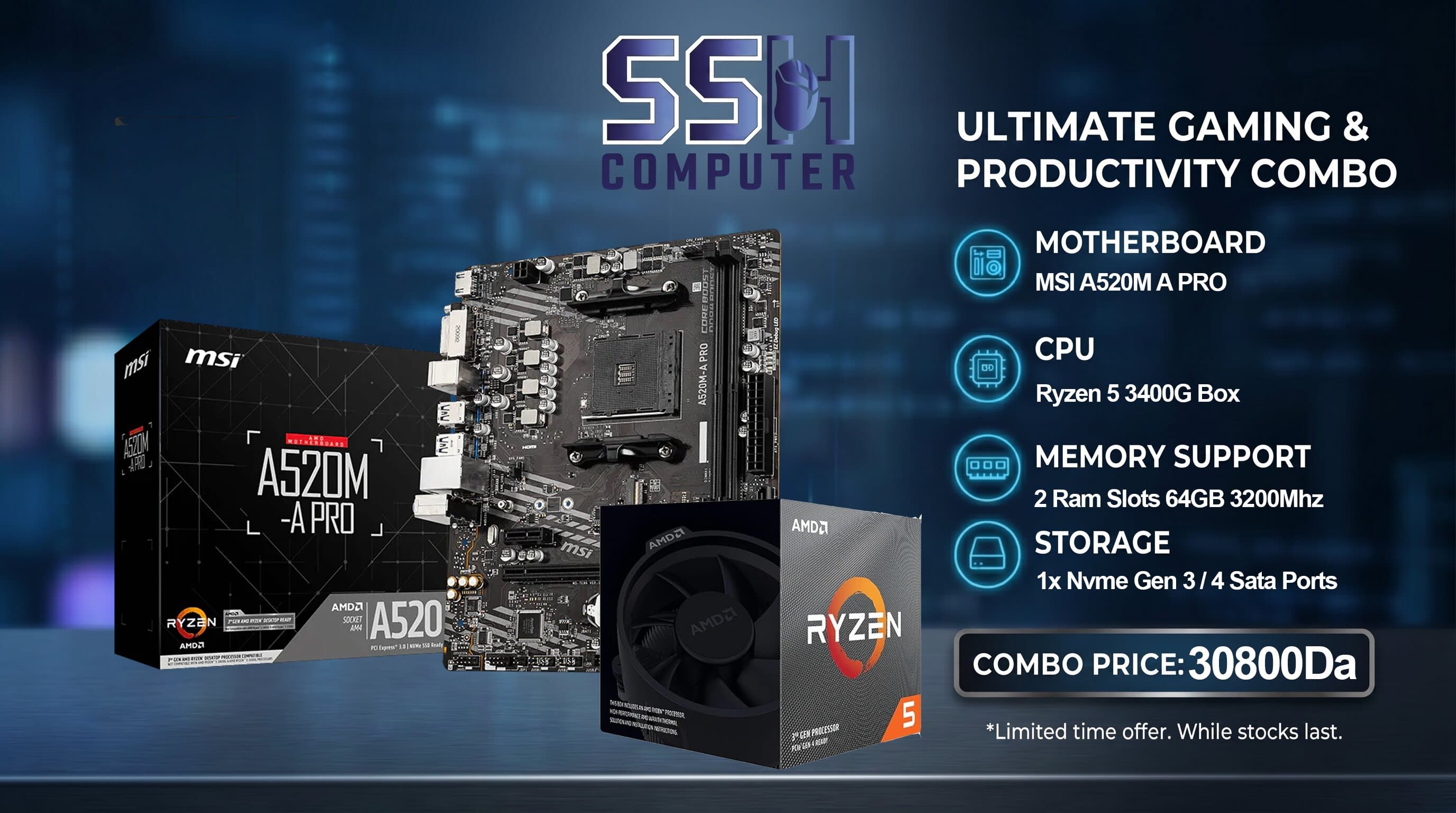 BUNDLE UPGRADE RYZEN 5 3400G BOX + MSI A520 A PRO
