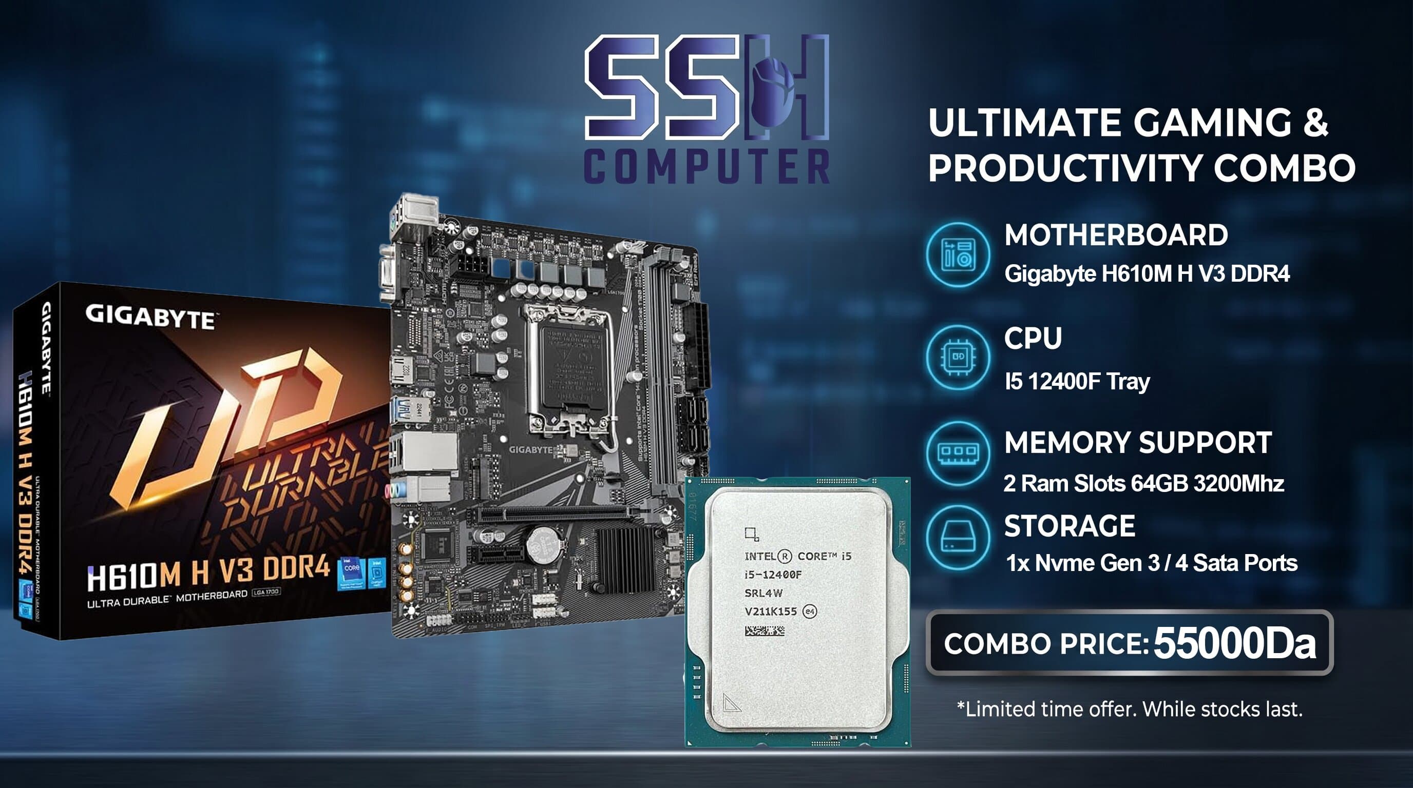 BUNDLE UPGRADE I5-12400F + GIGABYTE H610M H V3 DDR4