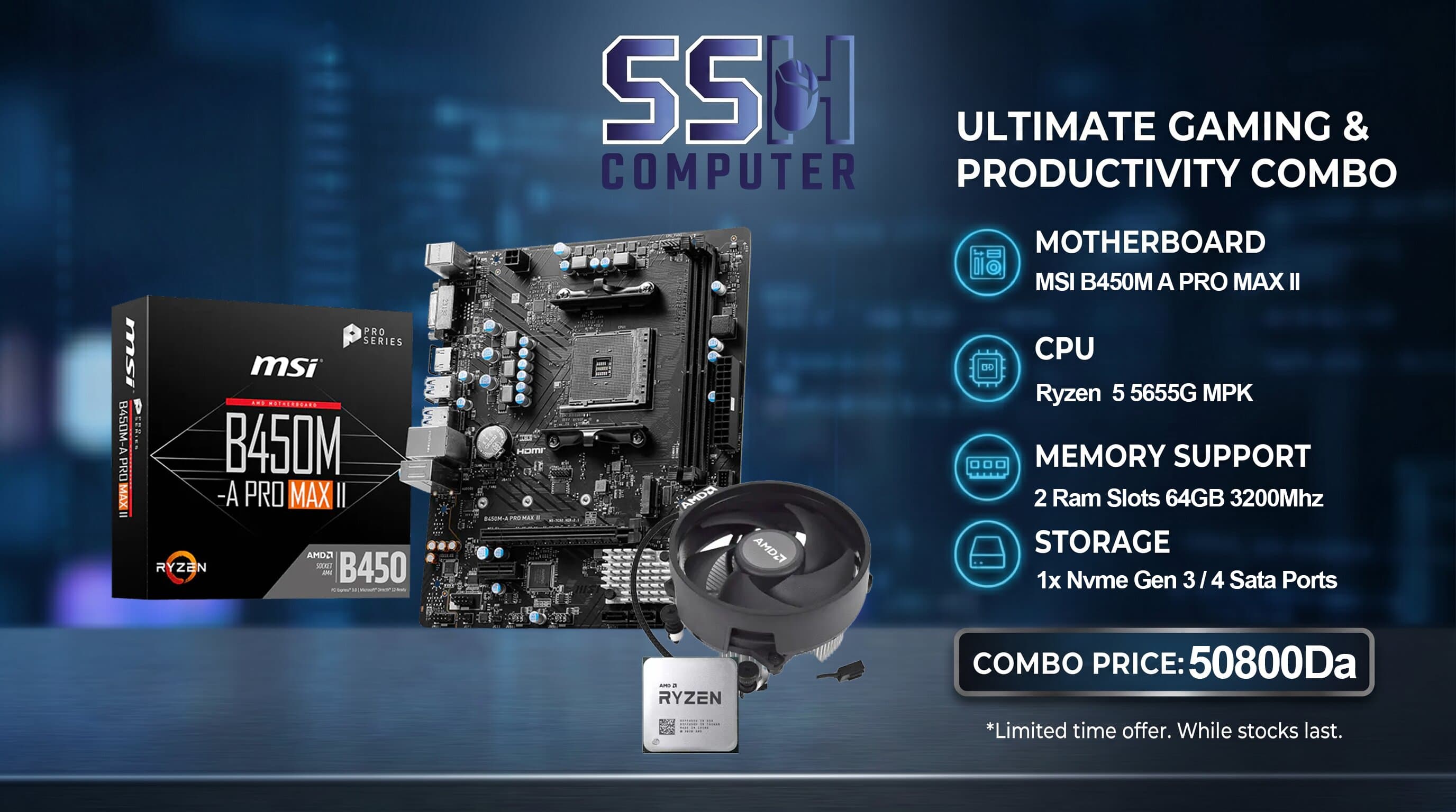 BUNDLE UPGRADE RYZEN 5 5655G PRO  MPK + MSI B450M A PRO MAX II
