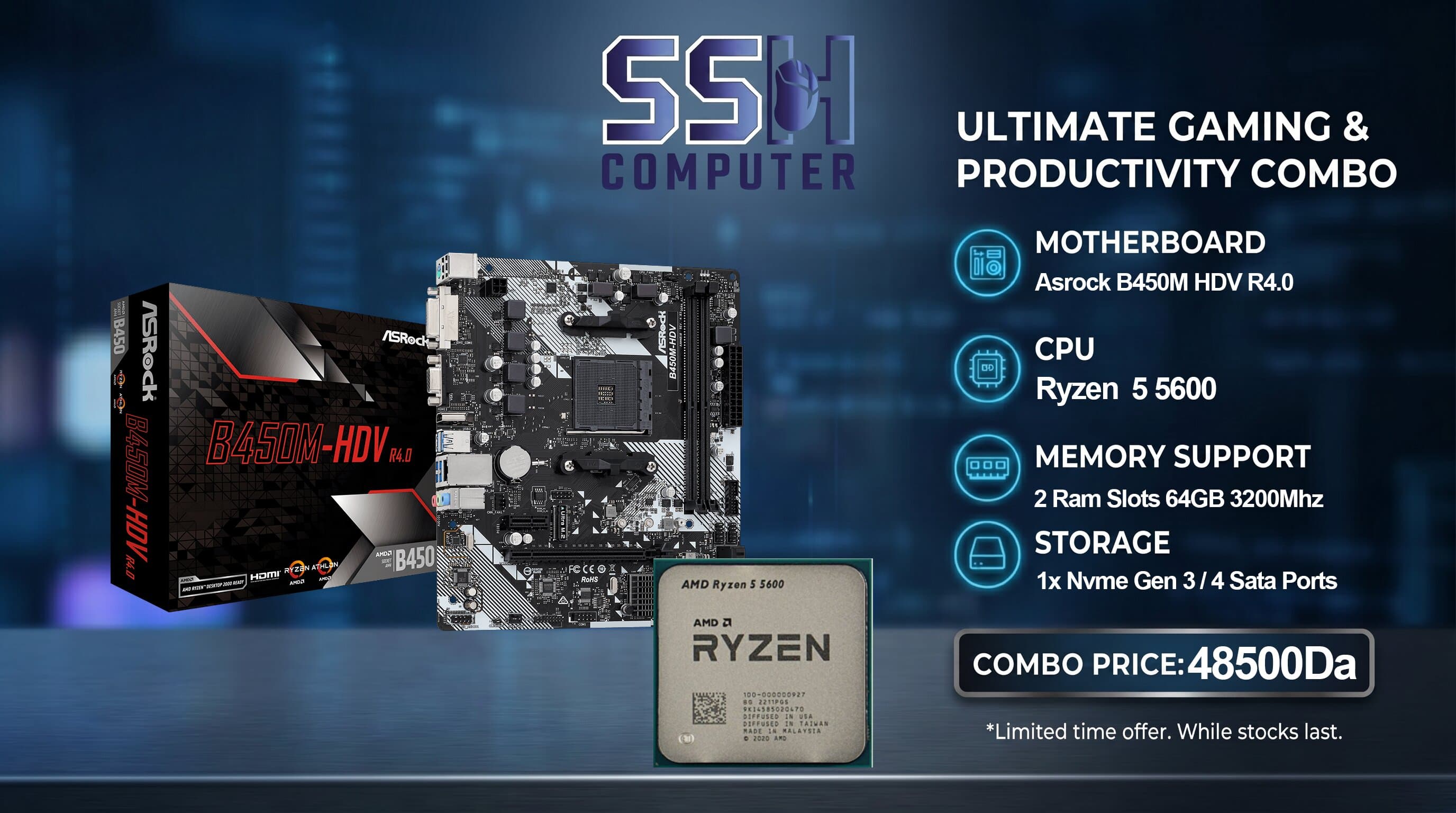 BUNDLE UPGRADE Ryzen 5 5600 + ASROCK B450M HDV R4.0