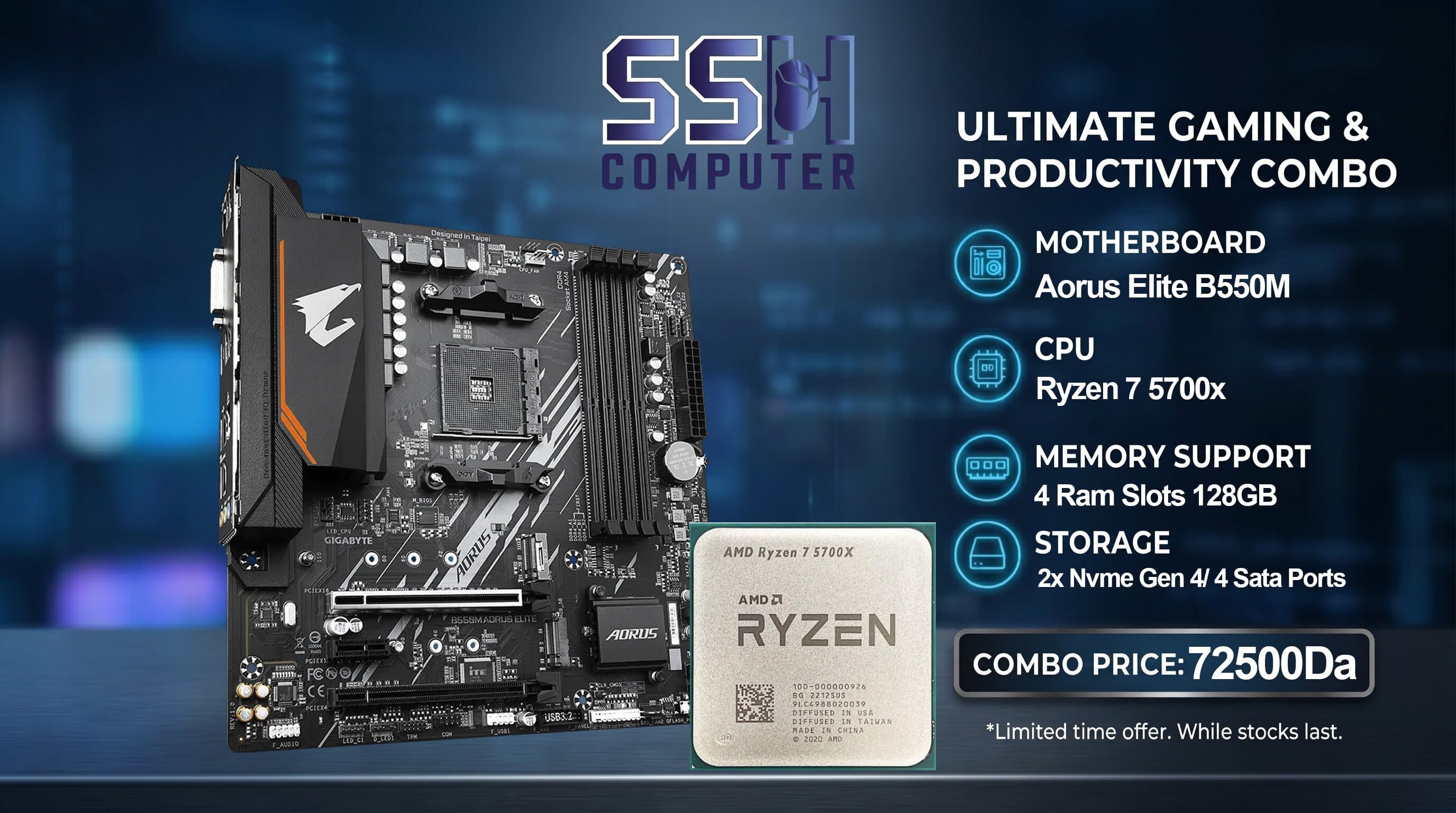 BUNDLE UPGRADE Ryzen 7 5700x + B550M Aorus Elite