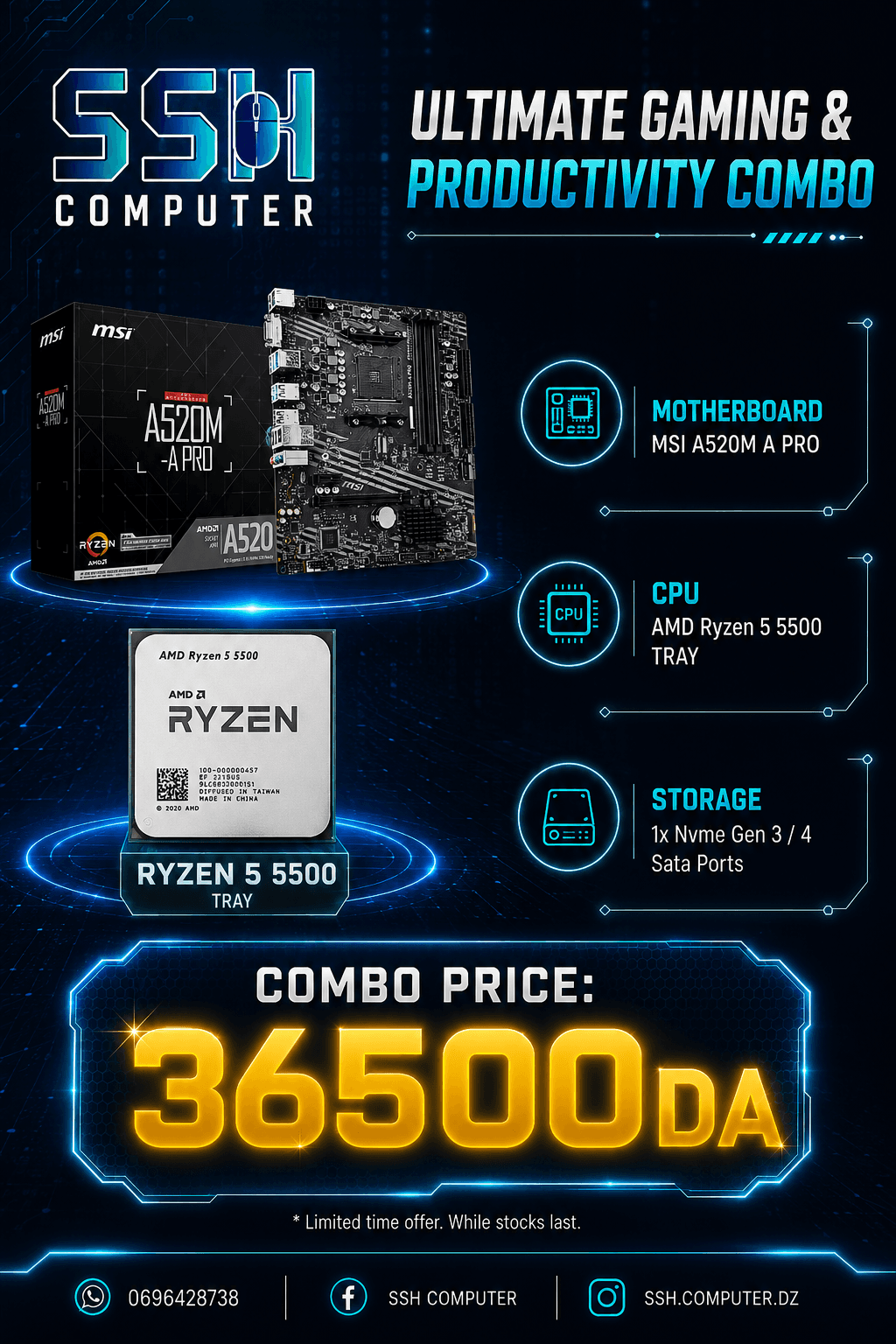 BUNDLE UPGRADE Ryzen 5 5500 Tray + MSI A520M-A PRO