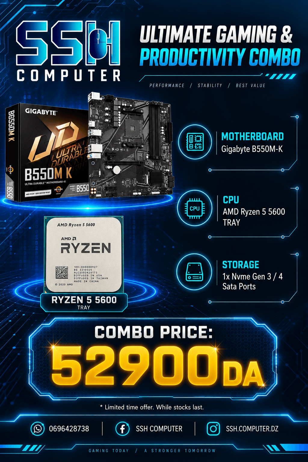 BUNDLE UPGRADE Ryzen 5 5600 tray + B550M K gigabyte