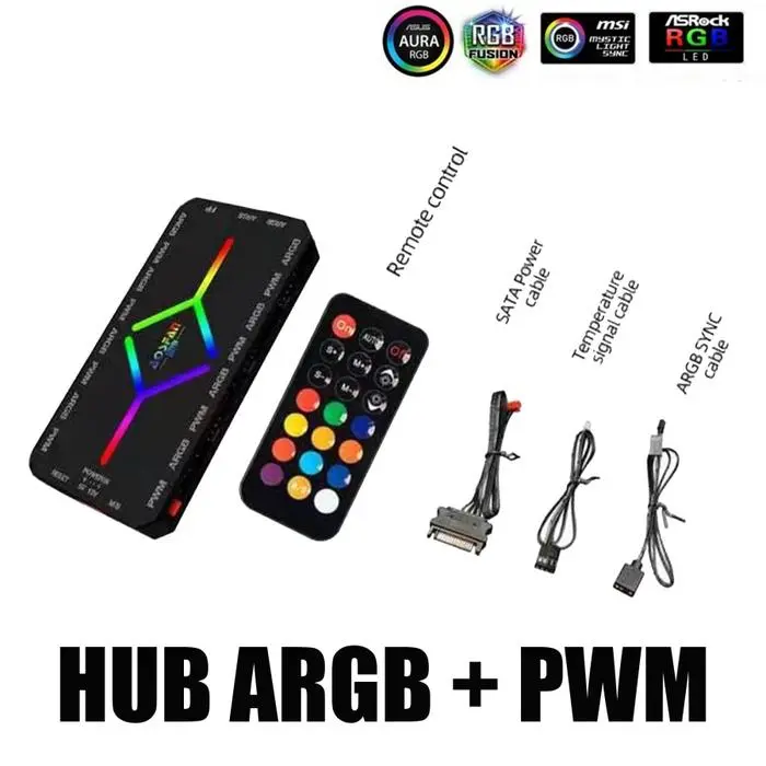 CONTROLLER ARGB ET PWM SPEED FAN JUNGLE LEOPARD 9 PORTS 5V 3PIN BLACK — vue 1